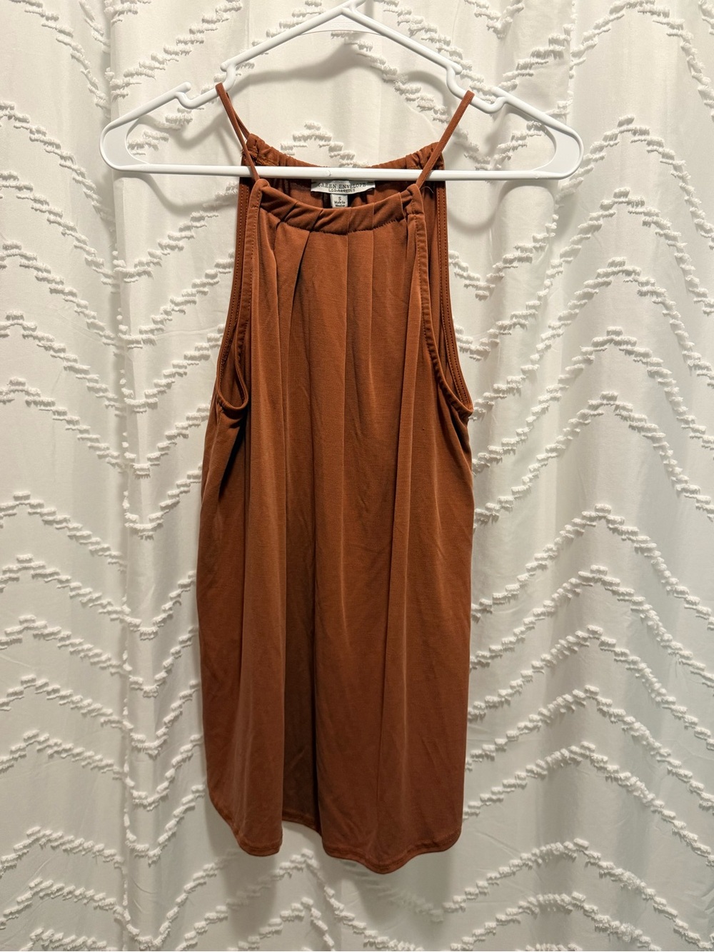 Green Envelope Rust Brown Halter Tank Top